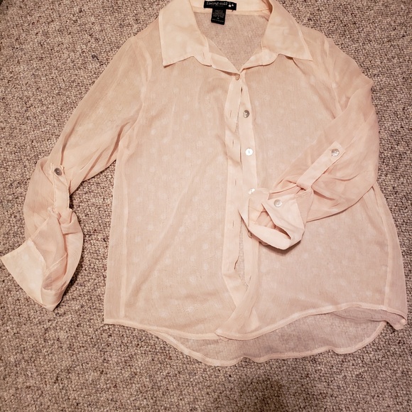 Tops - Pink polka dot button up top